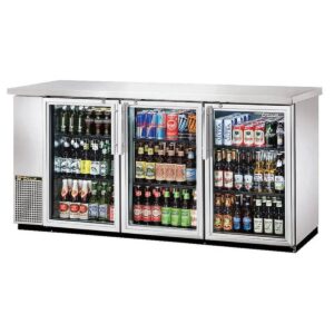 True TBB-24-72G-S-HC-LD 73″ Three Glass Swing Door Stainless Steel Back Bar Cooler w/ LED