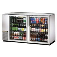 True TBB-24GAL-60G-S-HC-LD 59" 2 Glass Swing Door Galvanized Top Back Bar Cooler