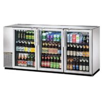 True TBB-24GAL-72G-S-HC-LD 71" 3 Glass Swing Door Stainless Steel Back Bar Cooler