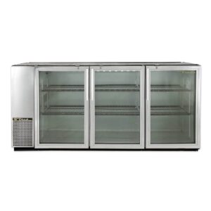 True TBB-24GAL-72G-S-HC-LD 71″ 3 Glass Swing Door Stainless Steel Back Bar Cooler