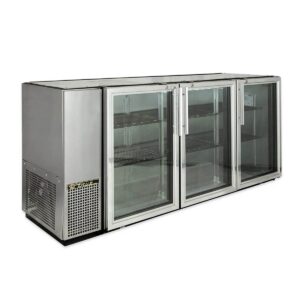 True TBB-24GAL-72G-S-HC-LD 71″ 3 Glass Swing Door Stainless Steel Back Bar Cooler