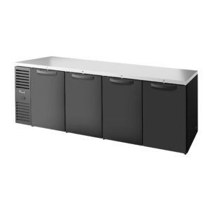 True TBR108-RISZ1-L-B-SSSS-1 108″ Black 4 Solid Swing Door Back Bar Refrigerator