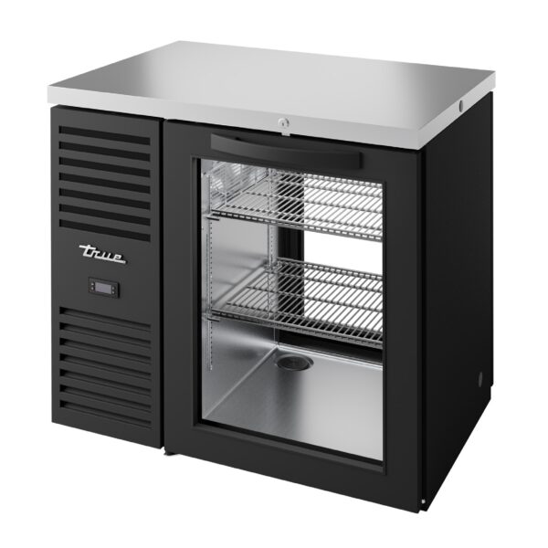 True TBR36-PTSZ1-L-B-G-G-1 36" Glass Swing Door Pass-Thru Single Zone Refrigerator