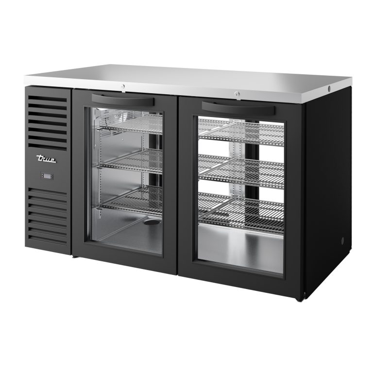 True TBR60-PTSZ1-L-B-GG-GG-1 60" 4 Glass Swing Door Pass-Thru Single Zone Refrigerator