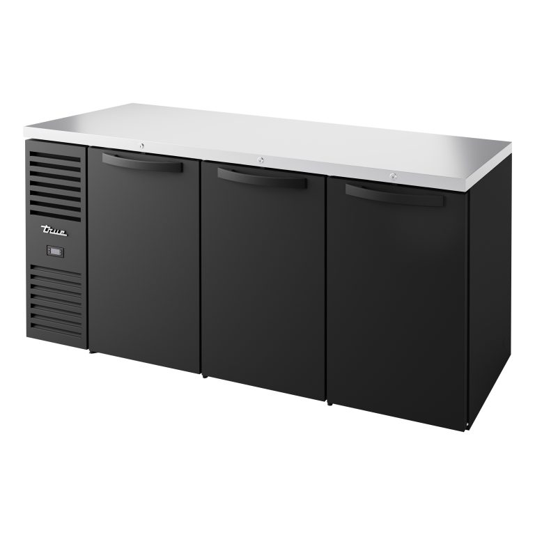 True TBR72-RISZ1-L-B-SSS-1 72" 3 Solid Swing Door Back Bar Refrigerator with LED Lighting