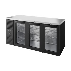 True TBR84-RISZ1-L-B-GGG-1 84" Black 3 Glass Swing Door Refrigerator with LED