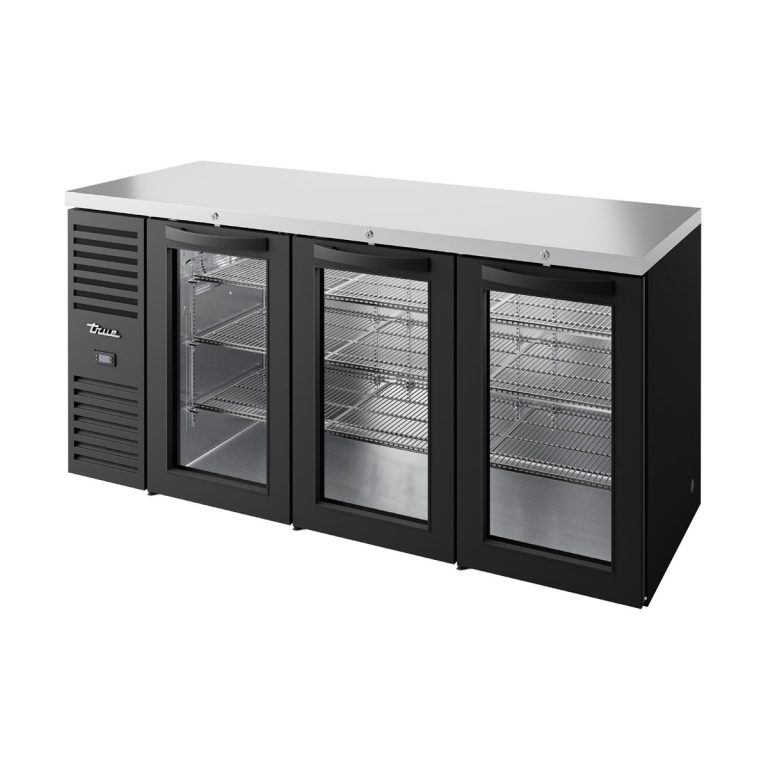 True TBR84-RISZ1-L-B-GGG-1 84" Black 3 Glass Swing Door Refrigerator with LED