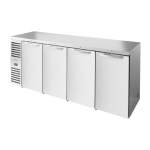 True TBR92-RISZ1-L-S-SSSS-1 Stainless Steel 92″ 4 Solid Door Back Bar Refrigerator with LED