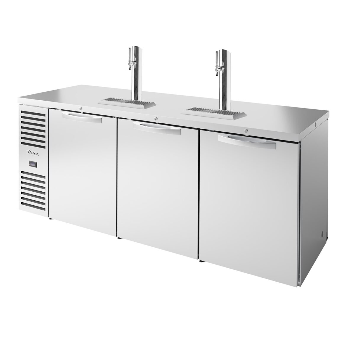 True TDR84-PTSZ1-L-S-SSS-SSS-1 84" Three Section Stainless Steel Pass-Thru Draft Beer Cooler - Image 1