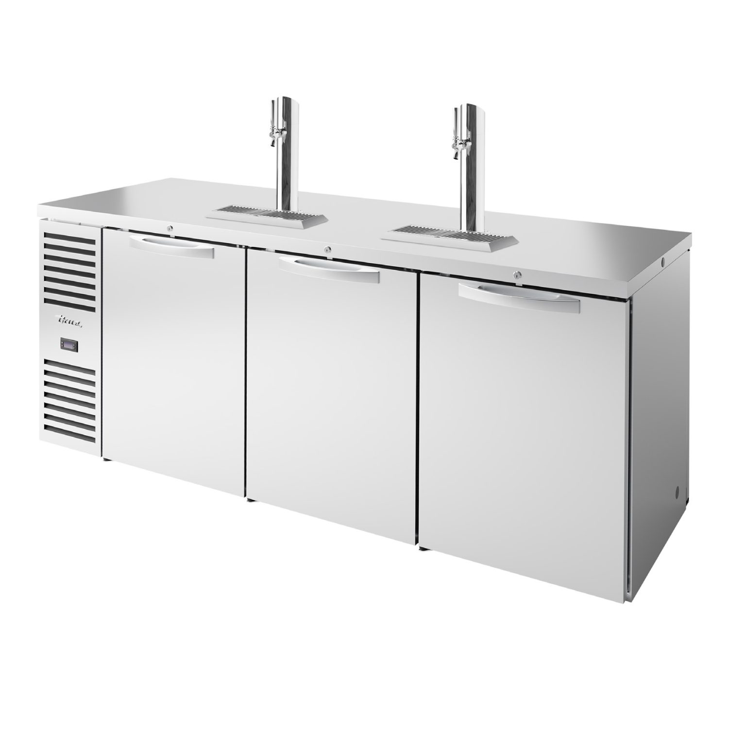 True TDR84-PTSZ1-L-S-SSS-SSS-1 84" Three Section Stainless Steel Pass-Thru Draft Beer Cooler - Image 1