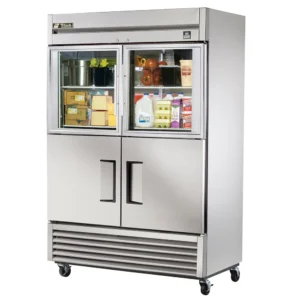 True TS-49-2-G-2-HC~FGD01 54 1/10″ Two Section Reach In Refrigerator, (2) Glass Doors, (2) Solid Doors, Left/Right Hinge, 115v