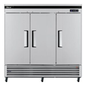 Turbo Air TSF-72SD-N 81″ Three Section Reach-In Freezer w/ 3 Solid Doors, Bottom Mount, 64 cu. ft.