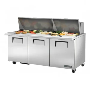 True TSSU-72-30M-B-ST-HC 72" TSSU Series Mega Top Dual Sided Sandwich/Salad Prep Table w/ Refrigerated Base, 115v - Image 1