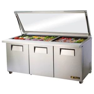 True TSSU-72-30M-B-ST-FGLID-HC 72″ TSSU Series Mega Top Sandwich/Salad Prep Table w/ Refrigerated Base, 115v