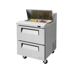 Turbo Air TST-28SD-D2-N 27″ One Section Sandwich / Salad Prep Table w/ 2 Drawers, 8 Pans
