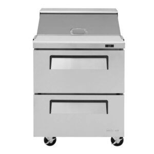 Turbo Air TST-28SD-D2-N 27″ One Section Sandwich / Salad Prep Table w/ 2 Drawers, 8 Pans