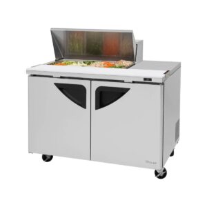 Turbo Air TST-48SD-08S-N 48″ Two Section Sandwich / Salad Prep Table w/ 2 Doors, 8 Pans