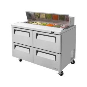 Turbo Air TST-48SD-D4-N 48″ Two Section Sandwich / Salad Prep Table w/ 4 Drawers, 12 Pans