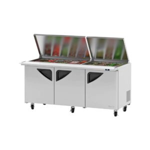 Turbo Air TST-72SD-30-N-FL 72″ Mega Top Sandwich/Salad Prep Table w/ 3 Doors, 30 Pans