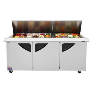 Turbo Air TST-72SD-30-N 72″ Mega Top Sandwich/Salad Prep Table w/ 3 Doors, 30 Pans