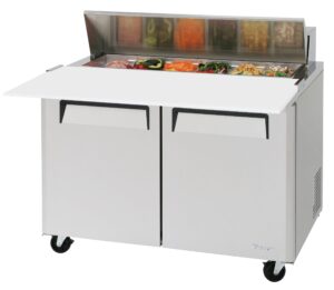 Turbo Air MST-48-12-N 48″ Two Section Sandwich / Salad Prep Table w/ 2 Doors, 12 Pans