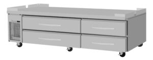 Turbo Air PRCBE-96F-N-FT 96″ 4 Drawers Pro Series Freezer Chef Base, Flat Top, 17.5 cu. ft.