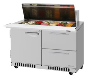 Turbo Air PST-48-18-D2R(L)-FB-N 48″ Mega Top Sandwich Prep Table w/ 2 Drawers & 1 Door, 18 Pans