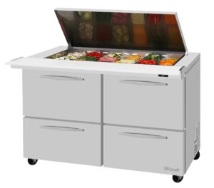 Turbo Air PST-48-18-D4-N-FL 48″ Mega Top Sandwich/Salad Prep Table w/ 4 Drawers, 18 Pans