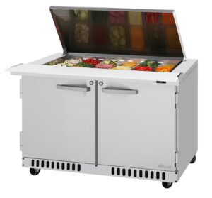 Turbo Air PST-48-18-FB-N-FL 48″ Mega Top Sandwich/Salad Prep Table w/ 2 Doors, 18 Pans
