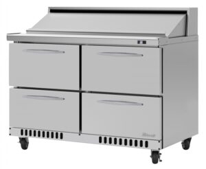 Turbo Air PST-48-D4-FB-N 48″ Two Section Sandwich / Salad Prep Table w/ 4 Drawers, 12 Pans