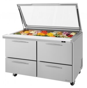 Turbo Air PST-60-24-D4-N-GL 60″ Mega Top Sandwich/Salad Prep Table w/ 4 Drawers, 24 Pans
