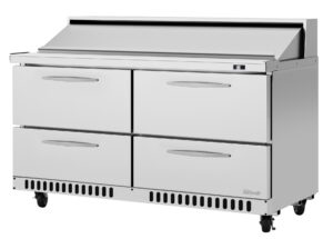 Turbo Air PST-60-D4-FB-N 60″ Two Section Sandwich / Salad Prep Table w/ 4 Drawers, 16 Pans