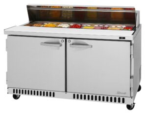 Turbo Air PST-60-FB-N 60″ Two Section Sandwich / Salad Prep Table w/ 2 Doors, 16 Pans