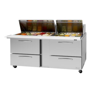 Turbo Air PST-72-30-D4-N-SL 72″ Mega Top Sandwich/Salad Prep Table w/ 4 Drawers, 30 Pans