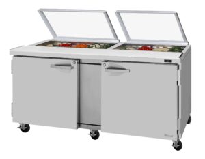 Turbo Air PST-72-N-GL 72″ Two Section Sandwich / Salad Prep Table w/ 2 Doors, 18 Pans
