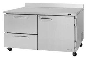 Turbo Air PWF-60-D2R(L)-N 60″ 2-Section Worktop Freezer w/ 1 Door & 2 Drawers, 17.2 cu. ft.