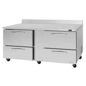 Turbo Air PWR-72-D4-N 72″ 2-Section Worktop Refrigerator w/ 4 Drawers, 18.8 cu. ft.