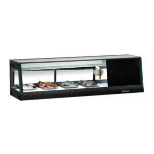 Turbo Air SAS-50R-N 46″ Refrigerated Self-Contained Right Compressor Straight Glass Stainless Steel Sushi Display Case, 2 Doors- 3 Pan Capacity