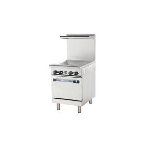 Turbo Air TAR-24G 24″ Natural Gas Restaurant Range, 24″ Full Griddle w/ Thermostatic Controls, (1) Space Saver Oven, 72.000 BTU