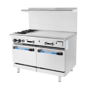 Turbo Air TARG-2B36G 48″ Gas Restaurant Range w/ (2) Open Burners, 36″ Griddle Right, (1) Standard Oven, 193.000 BTU