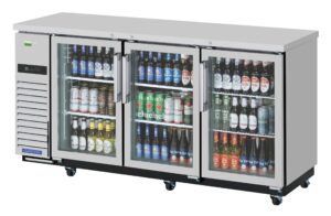 Turbo Air TBB-24-72SGSD-N Refrigerated Back Bar Cabinet w/ 20.62 Cu Ft, 3 Glass Doors, Side Mount