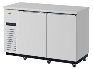 Turbo Air TBB-2SSD-N6 Refrigerated Back Bar Cabinet w/ 19 Cu Ft, 2 Solid Doors, Side Mount