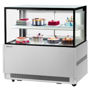Turbo Air TBP60-46NN-S 59″ Refrigerated Bakery Display Case, Self-Contained Straight Glass Full Service with 1 Shelf, 3/4 HP-Stainless Steel