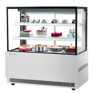 Turbo Air TBP60-54NN-S 59″ Refrigerated Bakery Display Case, Self-Contained Straight Glass Full Service with 2 Shelves, 3/4 HP-Stainless Steel
