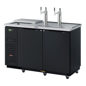 Turbo Air TCB-2SBD-N6 58″ Draft Beer Cooler w/ 2 Kegs, 2 Dual-Tap Towers, Black