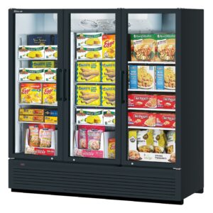 Turbo Air TGF-72SDH-N 78″ Three Glass Door Freezer Merchandiser, White or Black, 62.2 cu. ft.