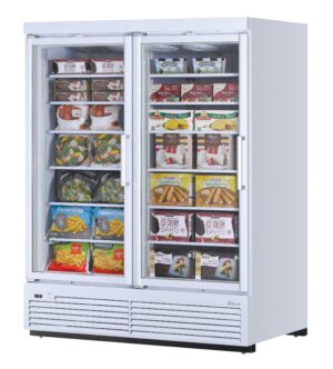 Turbo Air TJMF-55SDW(B)-N 65″ Two Glass Door Freezer Merchandiser, White or Black, 60 cu. ft.