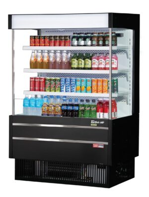Turbo Air TOM-40MSEW(B)-N 39″ Vertical Open Air Merchandiser, Specify Exterior, Self-Contained, 3 Shelves, Night Curtain, 10.4 cu. ft.