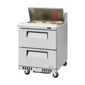 Turbo Air TST-28SD-D2-FB-N 27″ One Section Sandwich / Salad Prep Table w/ 2 Drawers, 8 Pans