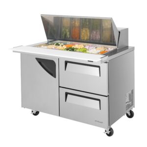 Turbo Air TST-48SD-18-D2-N 48″ Mega Top Sandwich Prep Table w/ 2 Drawers & 1 Door, 18 Pans
